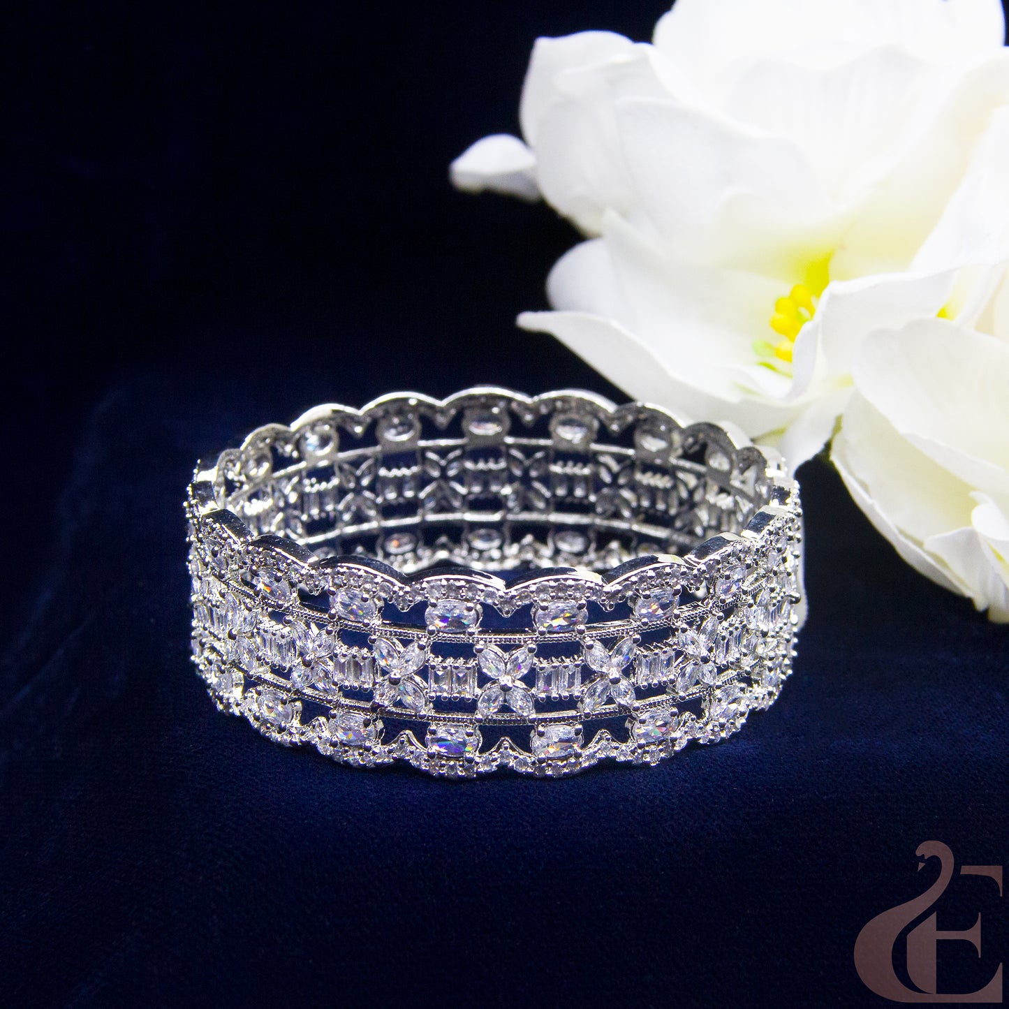 Front view of AD Stone Premium Bangles ( 1 Pcs ) White stones
