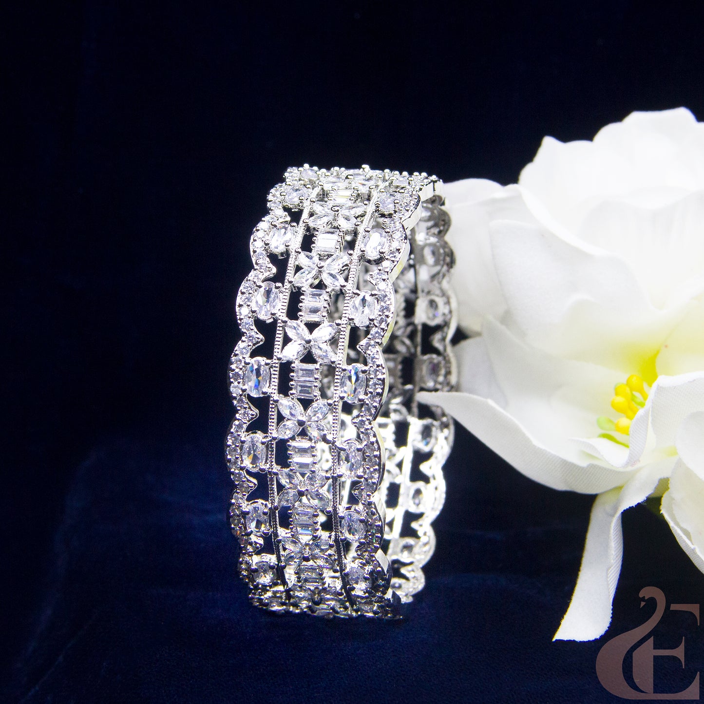 Front view of AD Stone Premium Bangles ( 1 Pcs ) White stones