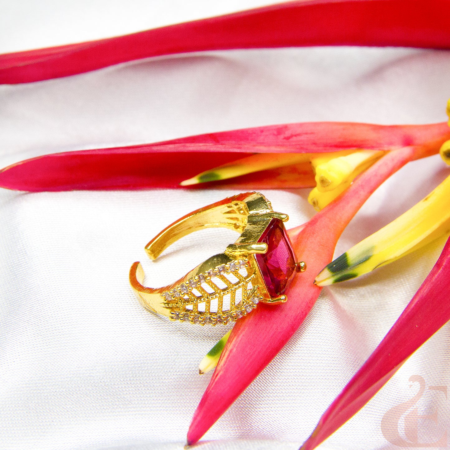 Gold-Plated AD Adjustable Finger Ring