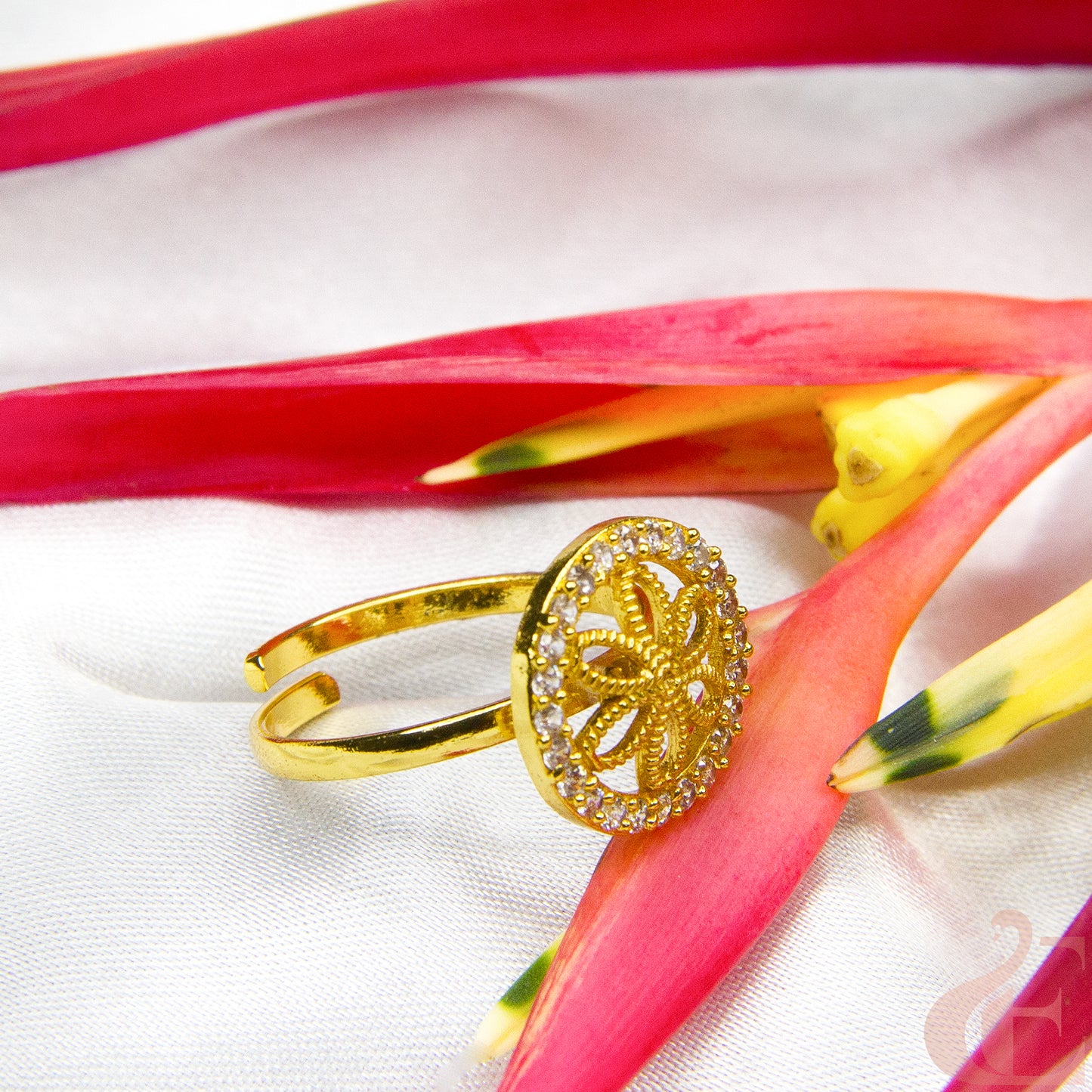 Gold-Plated AD Adjustable Finger Ring