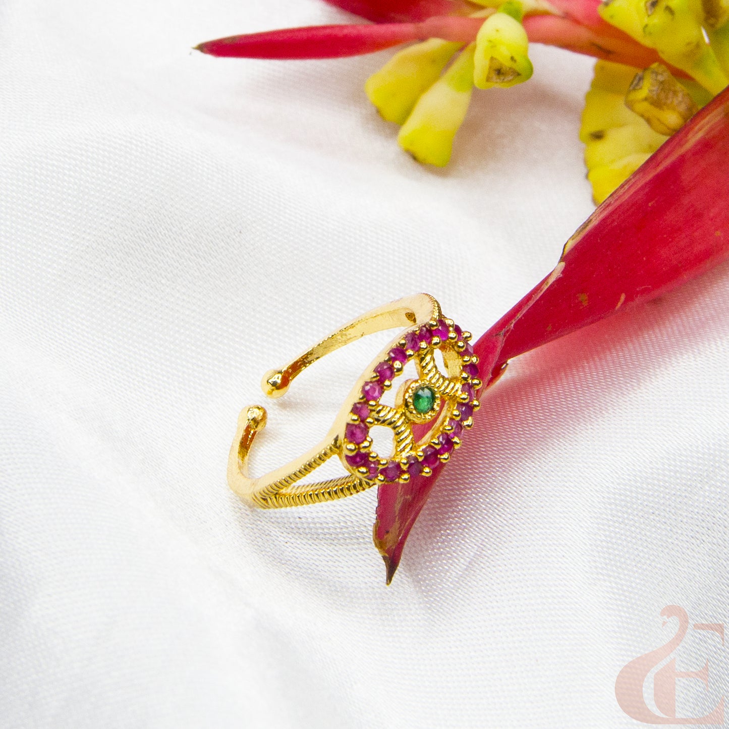 Gold-Plated AD Adjustable Finger Ring