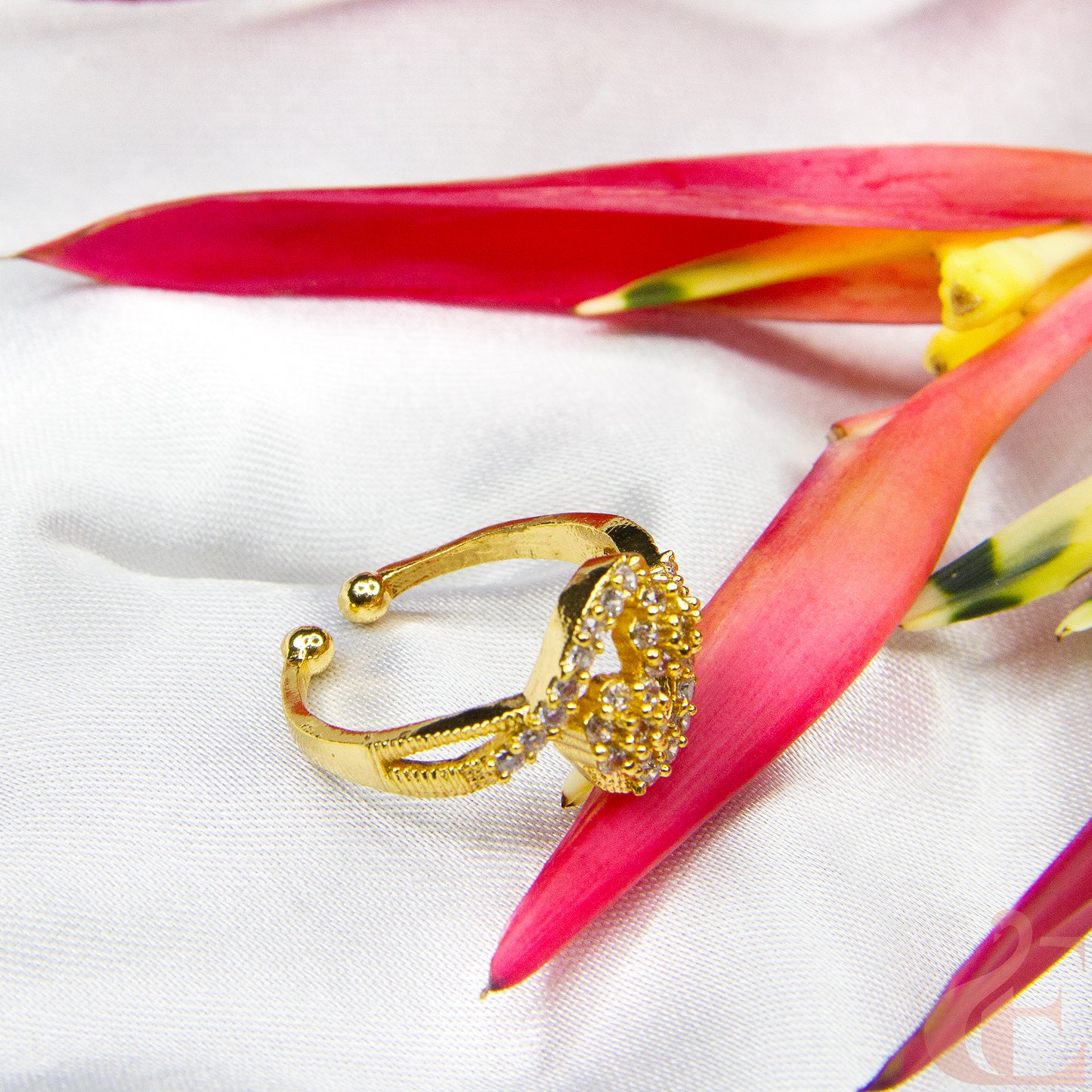 Gold-Plated AD Adjustable Finger Ring