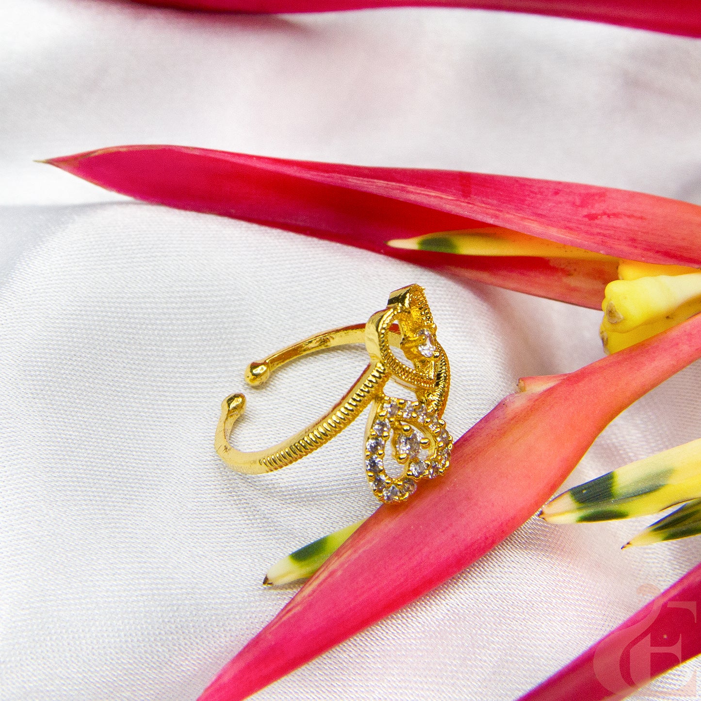 Gold-Plated AD Adjustable Finger Ring