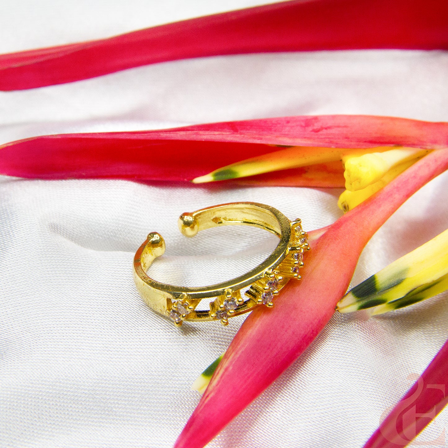 Gold-Plated AD Adjustable Finger Ring