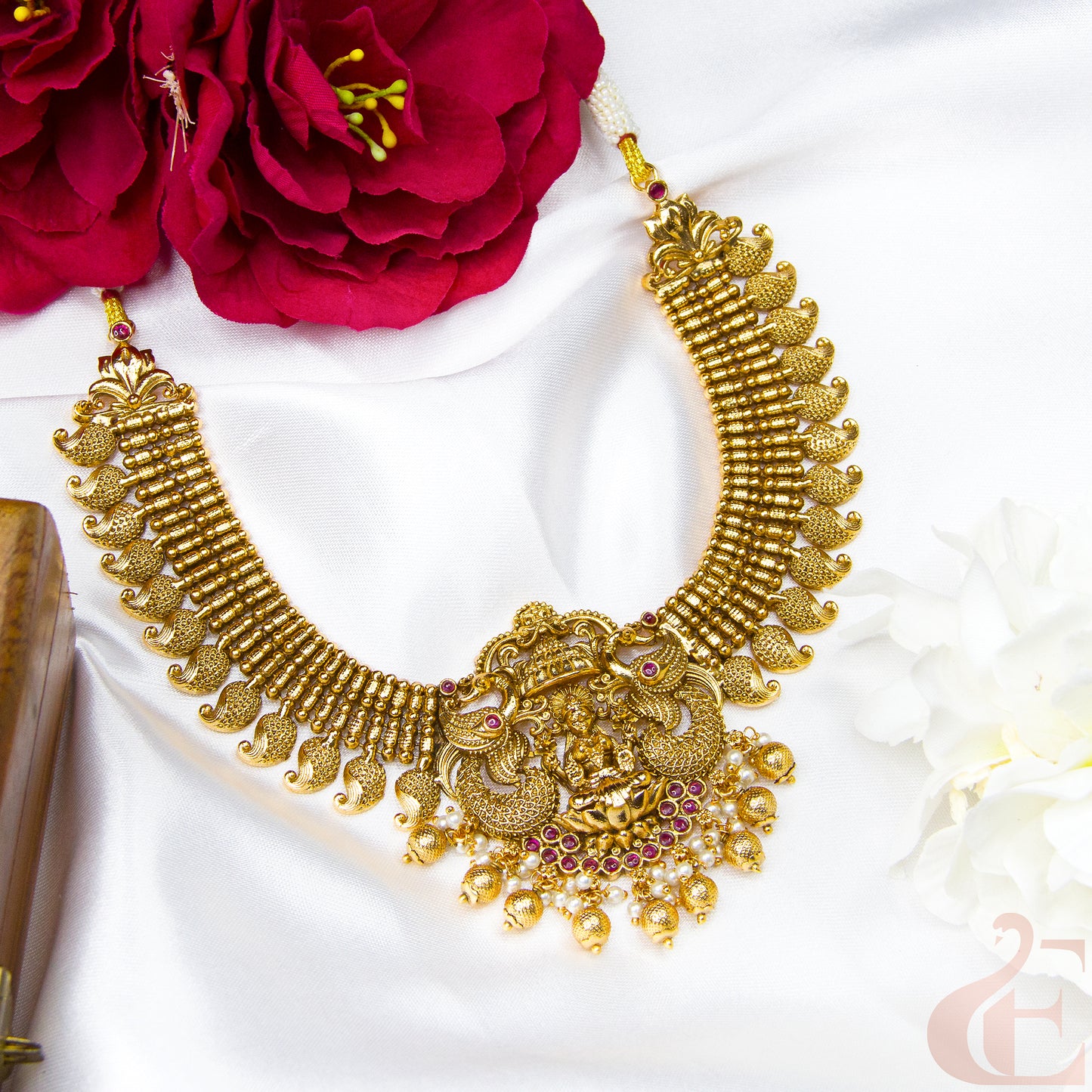 Copper Gold Plated Antique Temple Necklace & Earrings