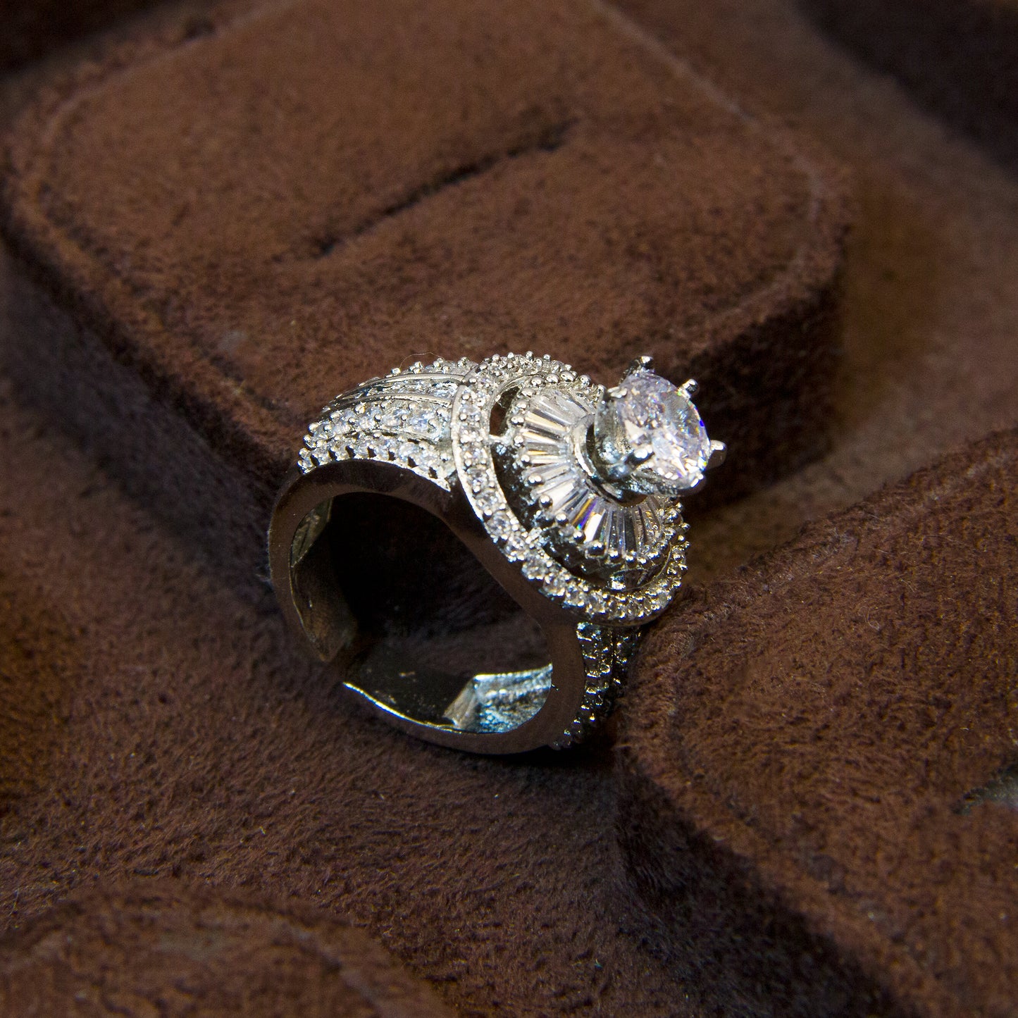 Side angle Top view of Finger Ring AD Stone