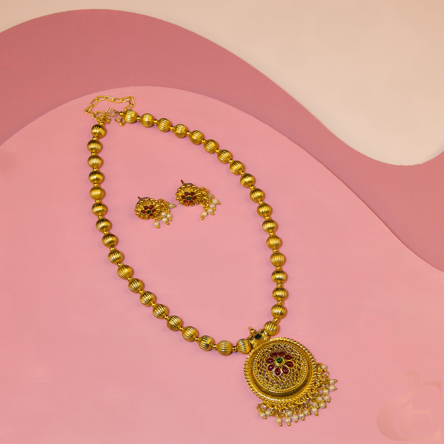 Antique Long Necklace & Earrings 08