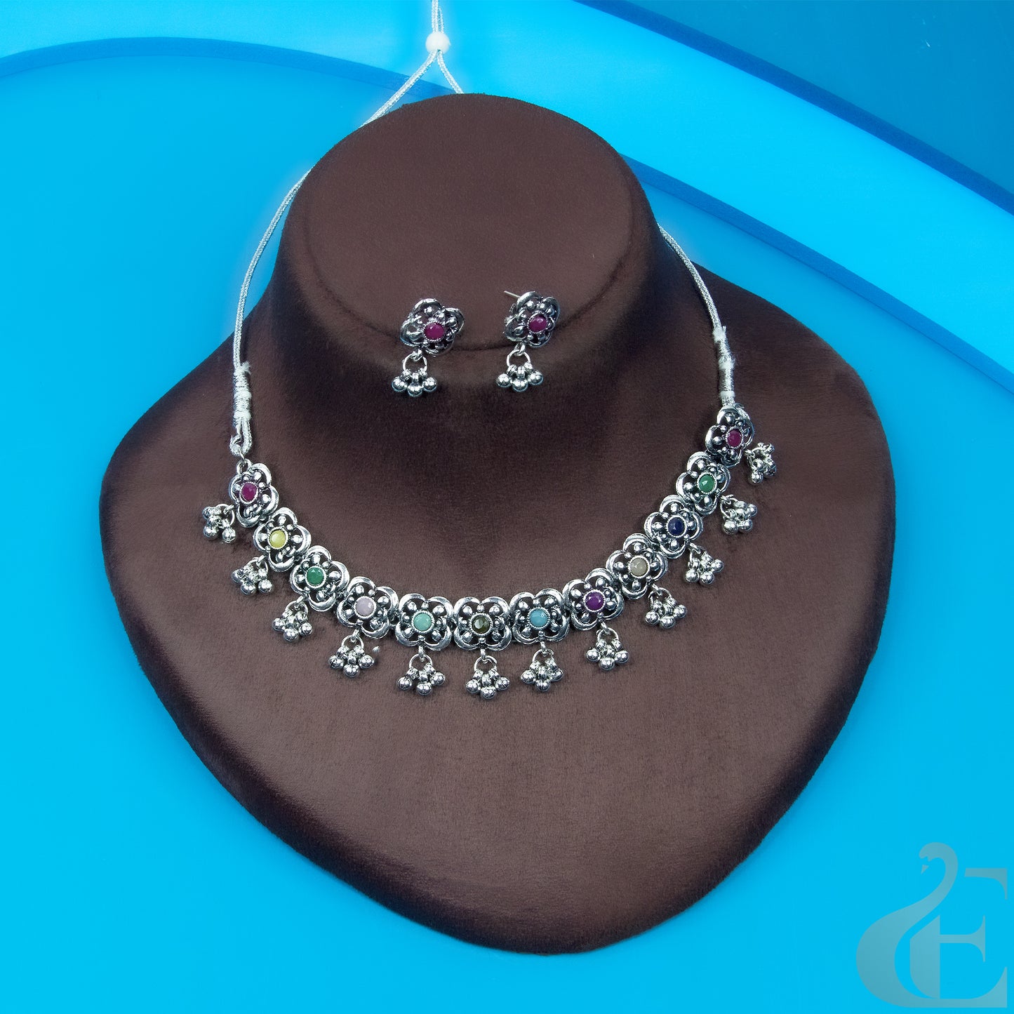 Oxidized Multi Colour Necklace Set