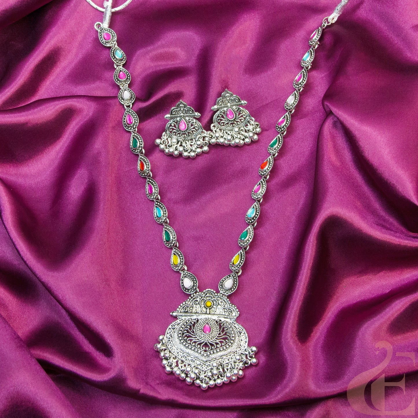 Oxidized Long Necklace & Earrings 38