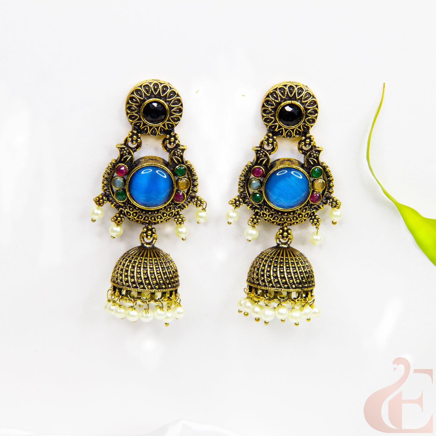 Jhumka oxidised mehndi design earrings 33