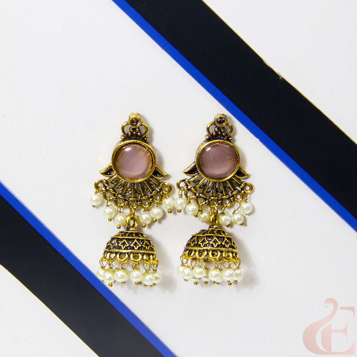 Jhumka oxidised mehndi design earrings 13