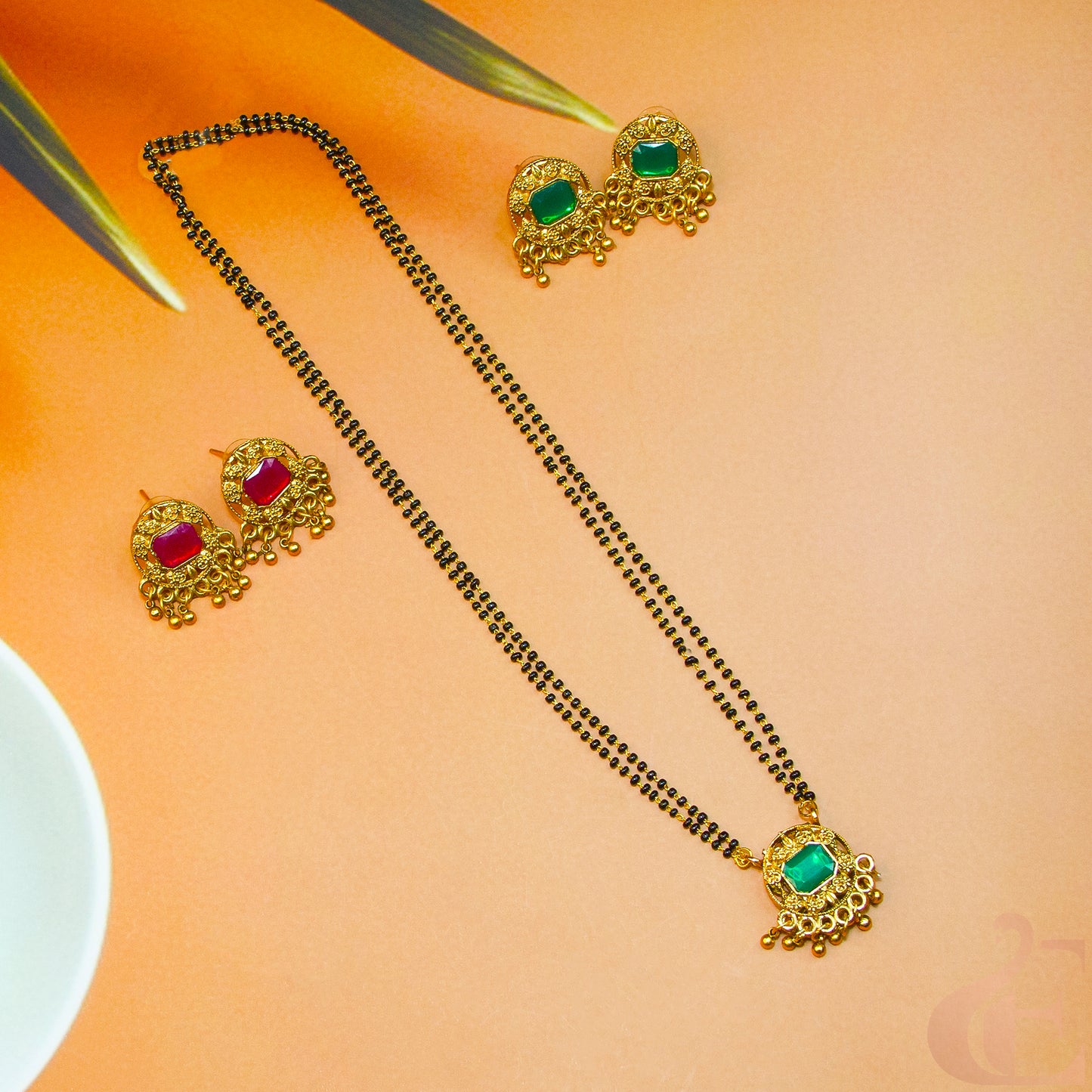 Antique Reversible Mangalsutra & Double Earrings