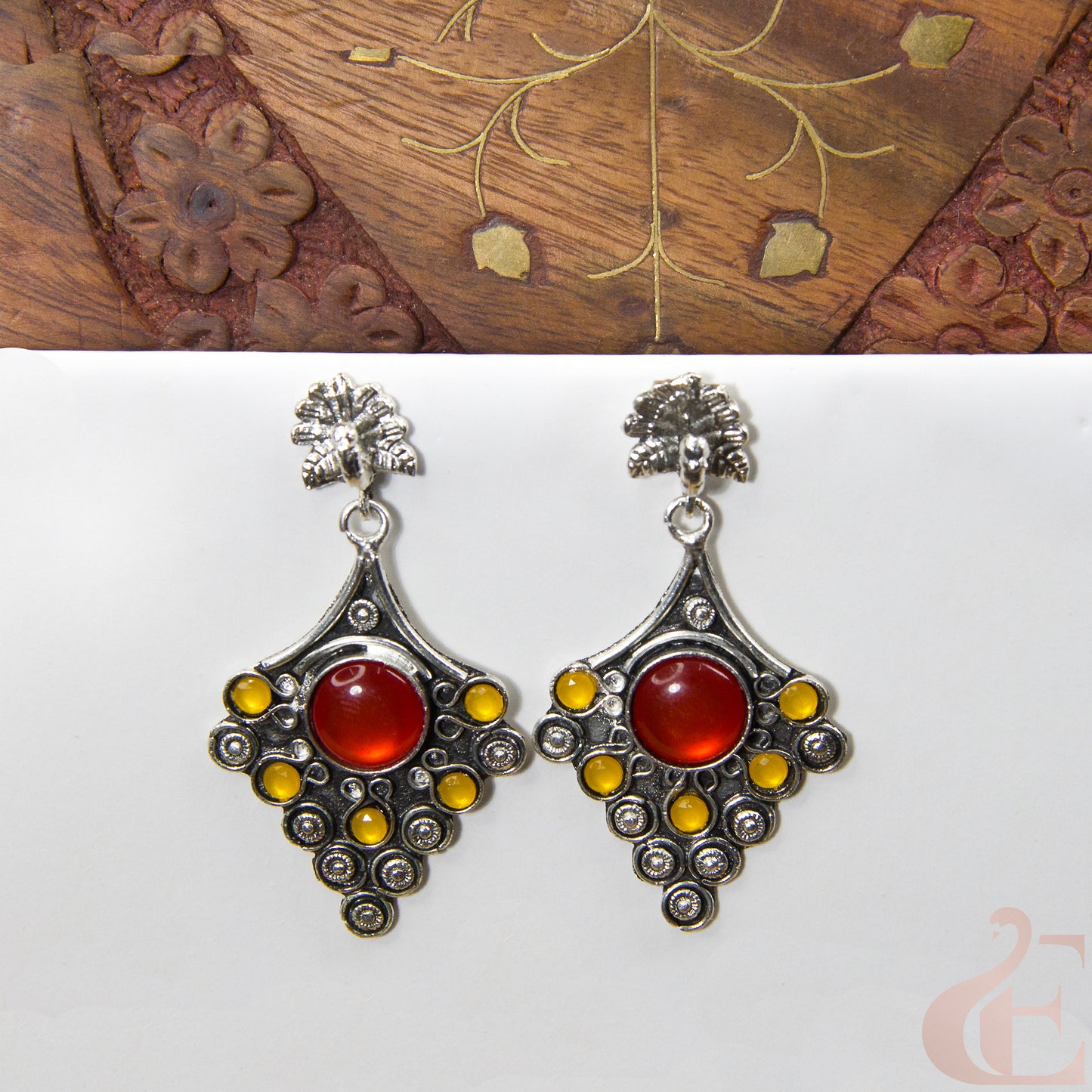 Front view of Premium Silver Replica Earrings