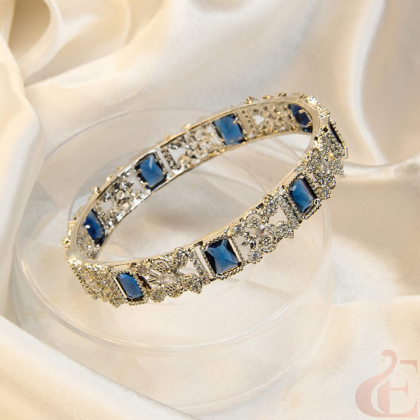 Premium Quality AD White & Blue Stone Bangle (1 PCS)