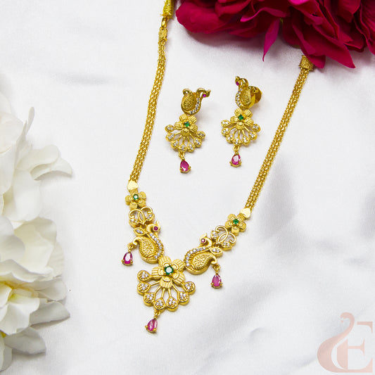 Top view of AD Antique Necklace Ruby Green  Set 120