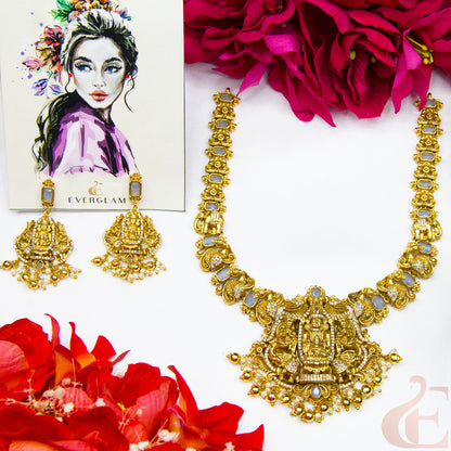 Top view of AD Antique Temple Necklace & earrings 130