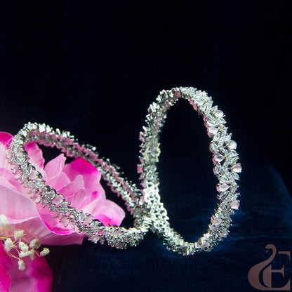 Front view of AD Stone Premium Bangles ( 1 Pair ) Pink Stones 