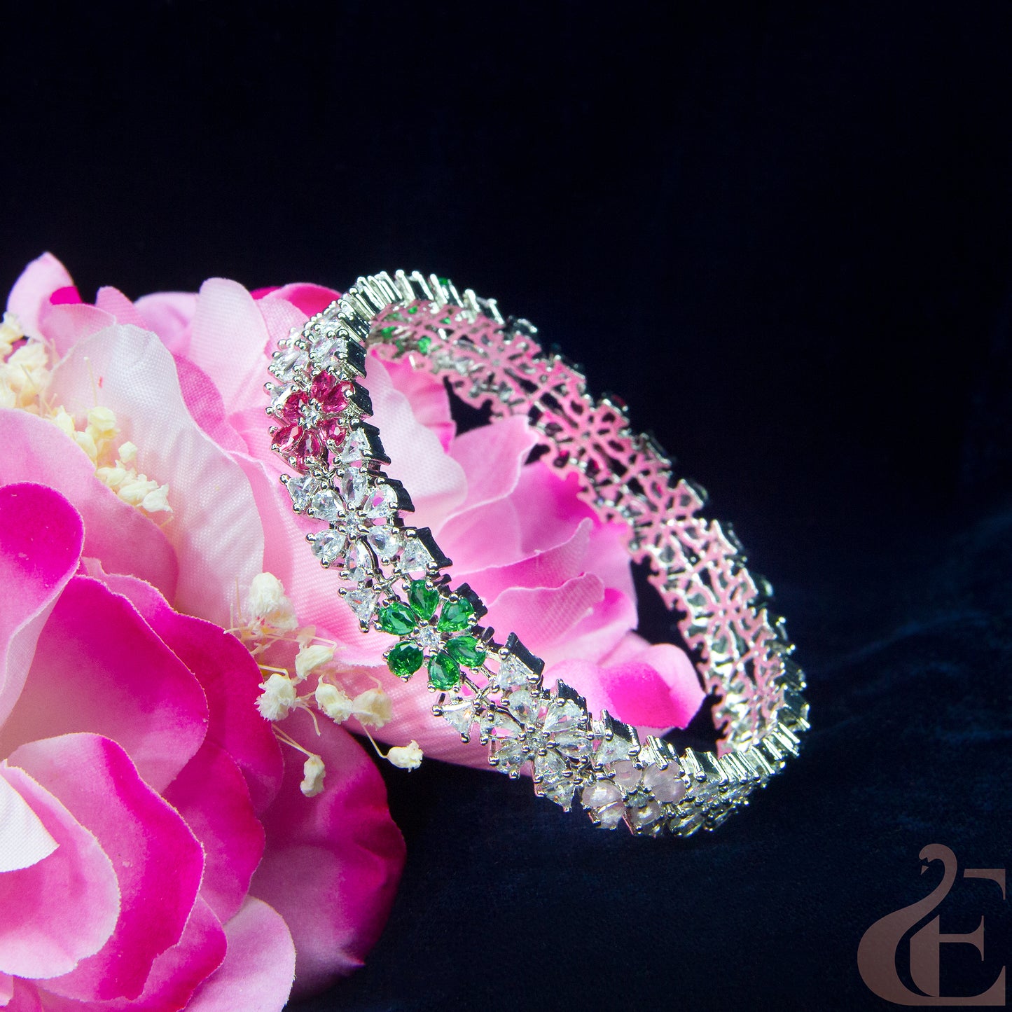 Front view of AD Stone Premium Bangles (1 Pcs) Multi color