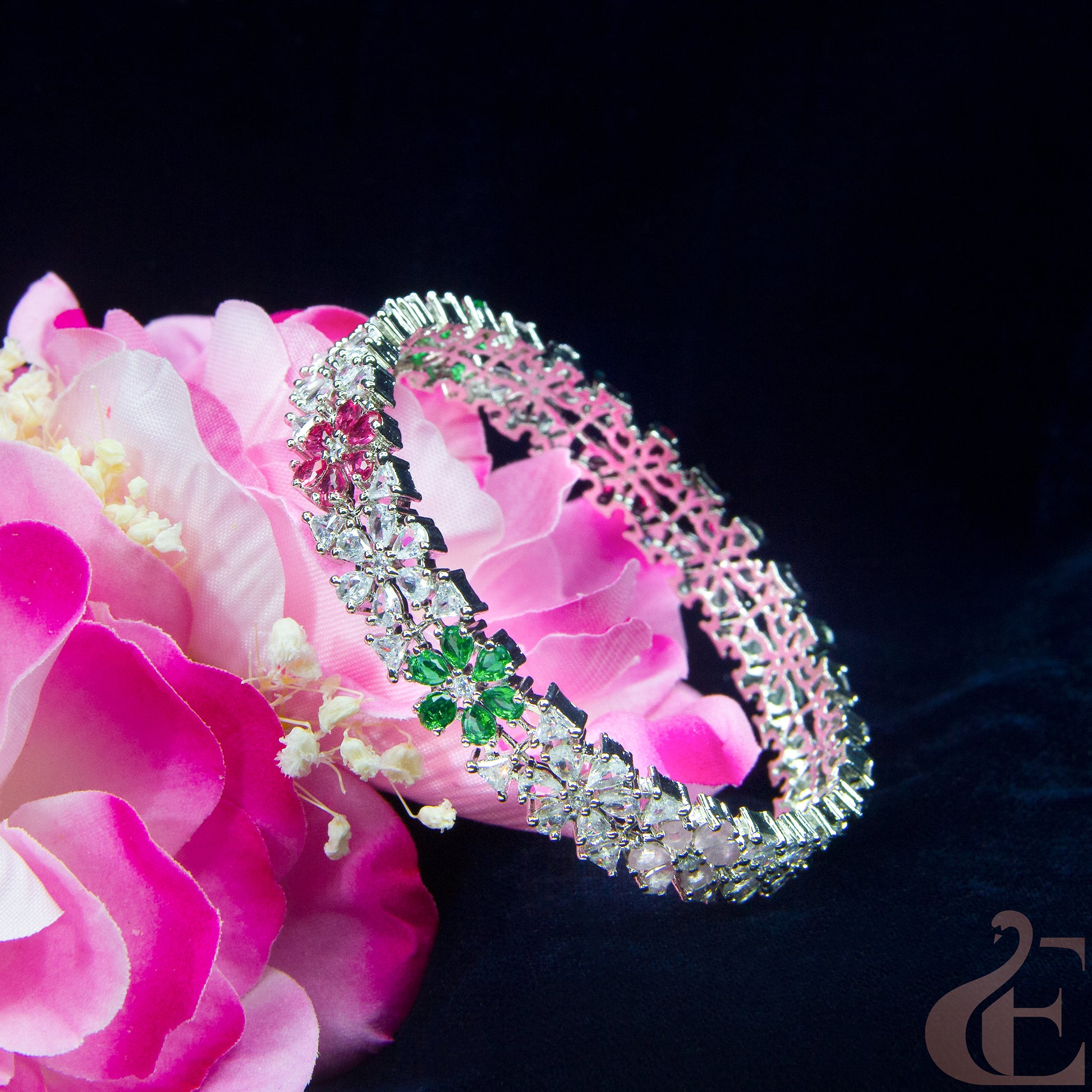 Front view of AD Stone Premium Bangles (1 Pcs) Multi color