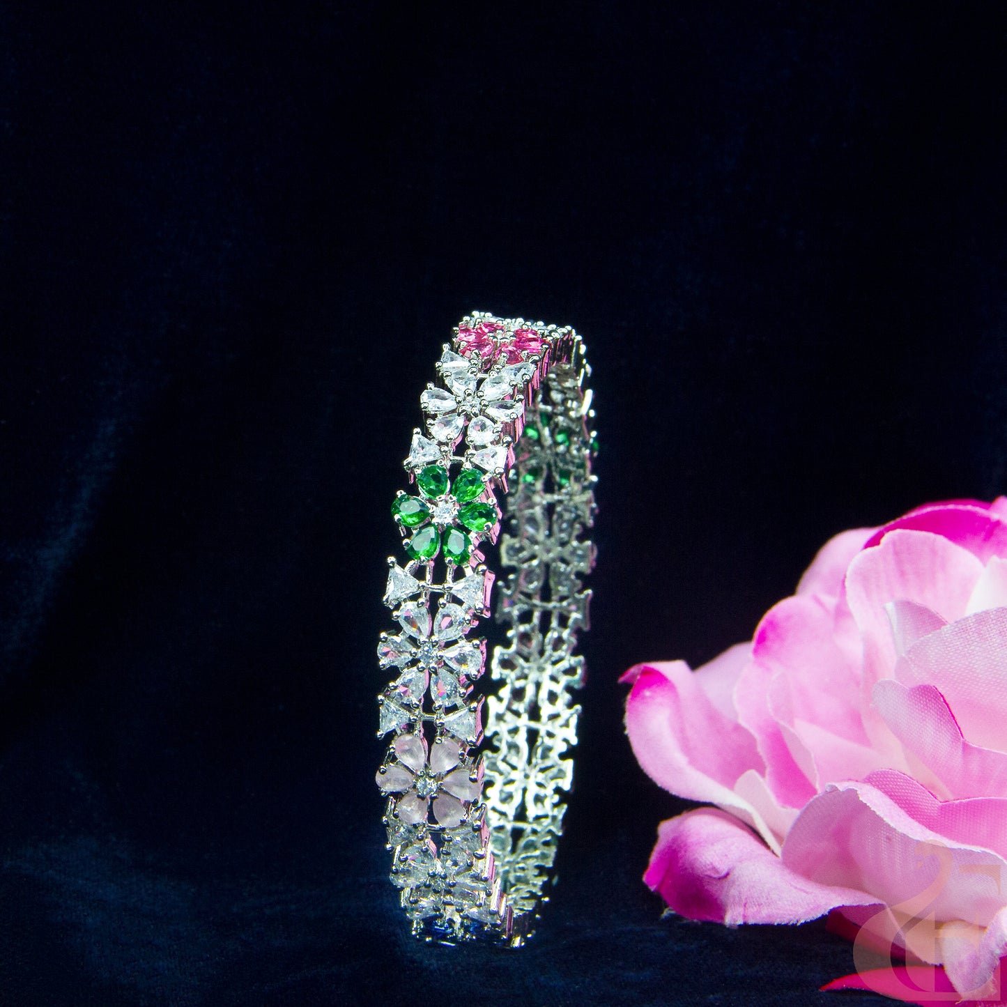 Front view of AD Stone Premium Bangles (1 Pcs) Multi color