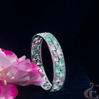 Front view of AD Stone Premium Bangles ( 1 Pcs ) Multi color stones