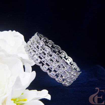 Front view of AD Stone Premium Bangles ( 1 Pcs ) White stones 
