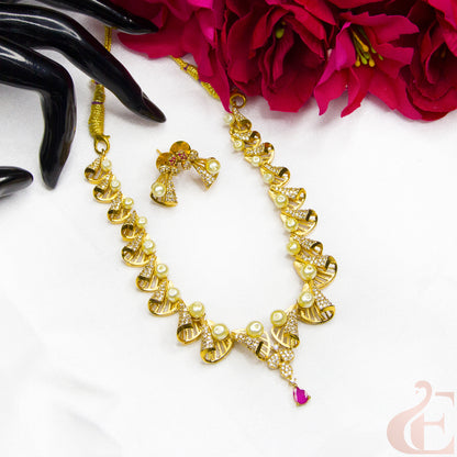 Tp view of AD Stone and Pearl Necklace 