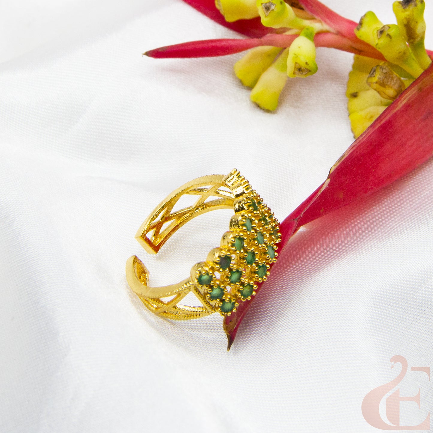 Gold-Plated AD Adjustable Finger Ring