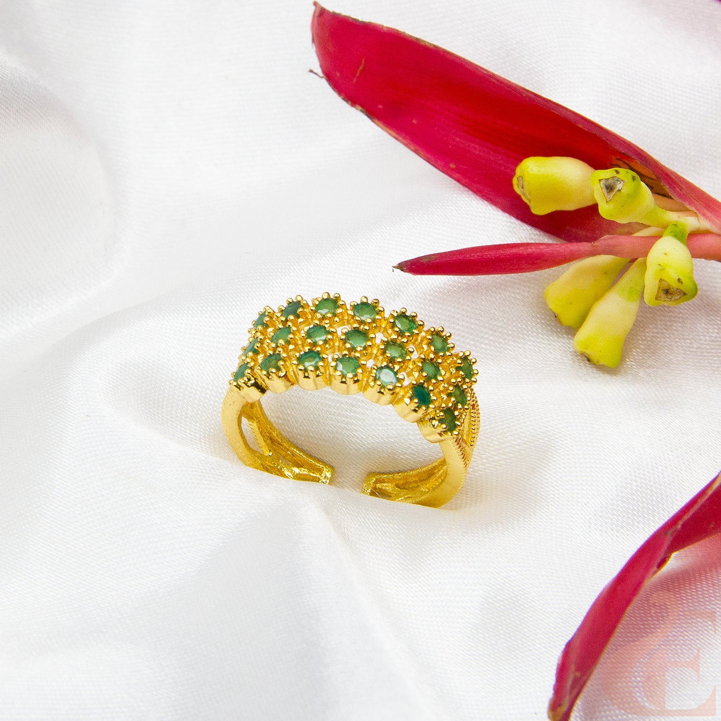 Gold-Plated AD Adjustable Finger Ring