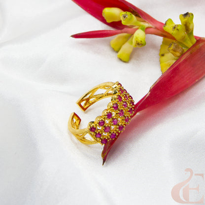 Gold-Plated AD Adjustable Finger Ring