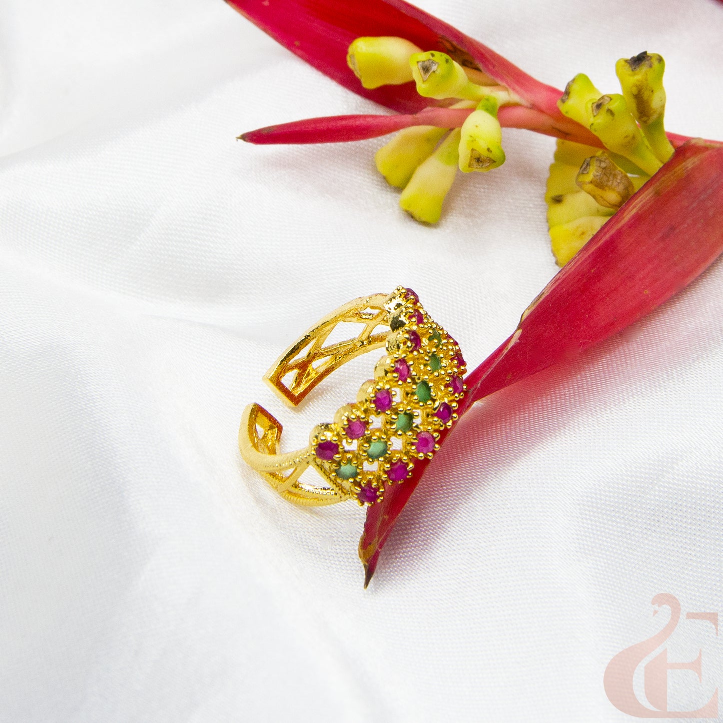 Gold-Plated AD Adjustable Finger Ring