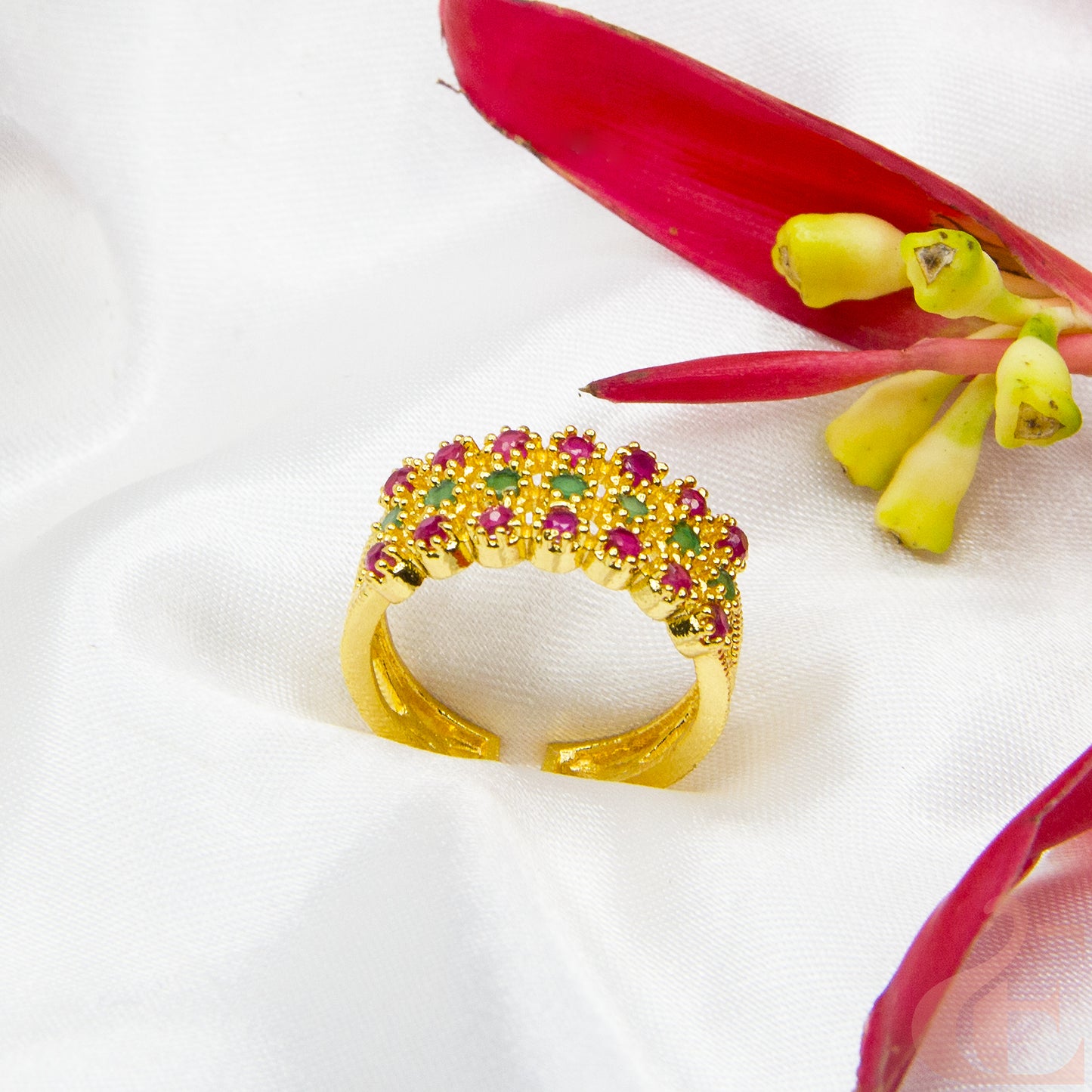 Gold-Plated AD Adjustable Finger Ring