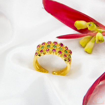 Gold-Plated AD Adjustable Finger Ring