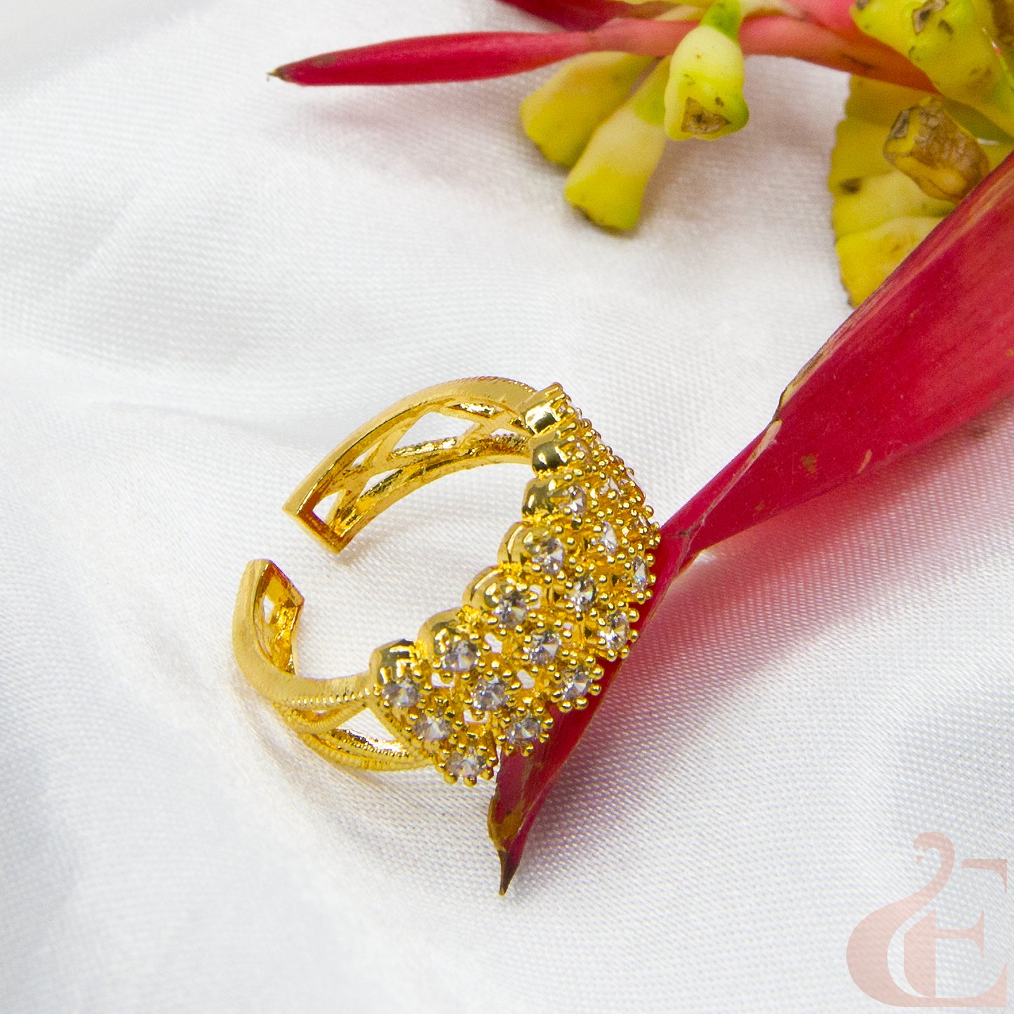 Gold-Plated AD Adjustable Finger Ring