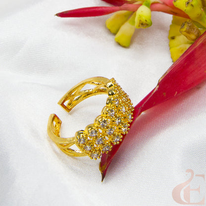 Gold-Plated AD Adjustable Finger Ring