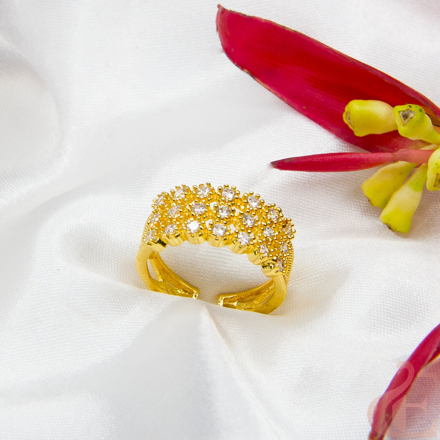 Gold-Plated AD Adjustable Finger Ring