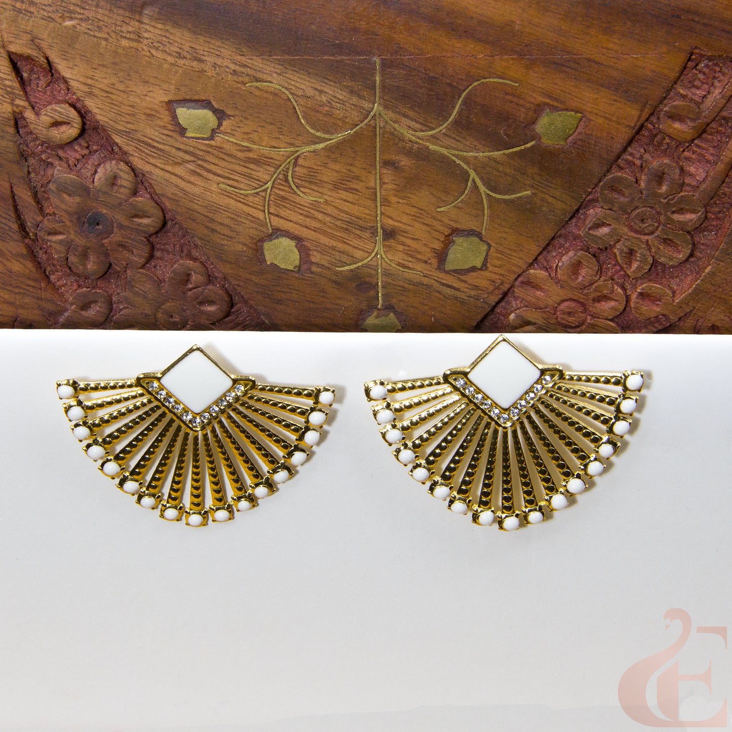 Front view of Anti Tarnish Earring white