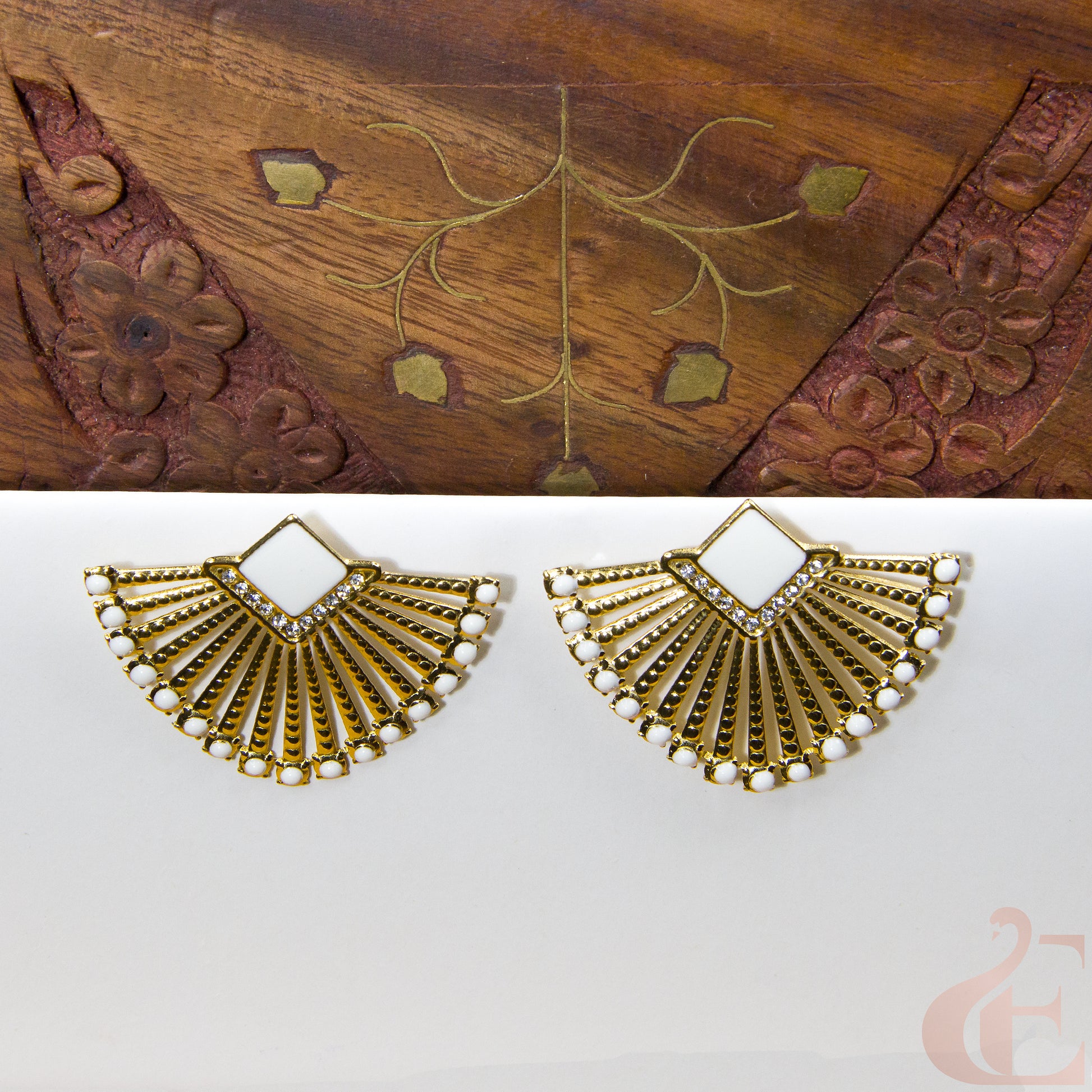 Front view of Anti Tarnish Earring white