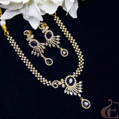 Top view of Antique Ad Necklace Set Lavander stones 