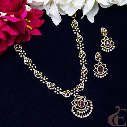 Top view of Antique Ad Necklace Set Ruby 