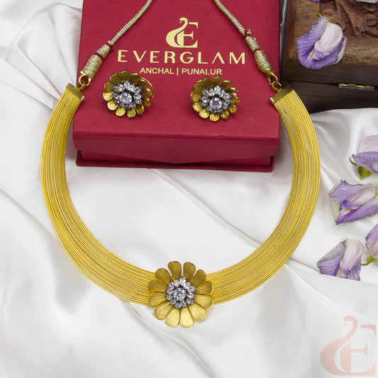 Top view of Antique Choker Necklace &  Floral Earrings