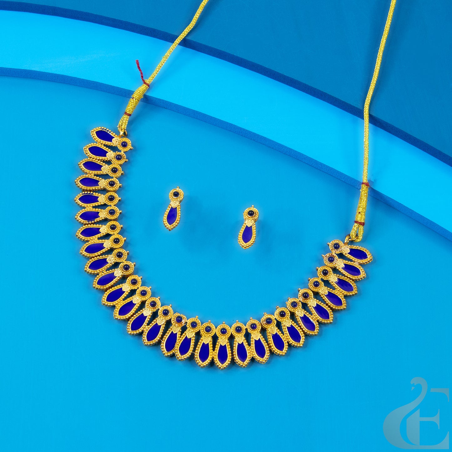 Antique Necklace & Earrings Blue Stones 