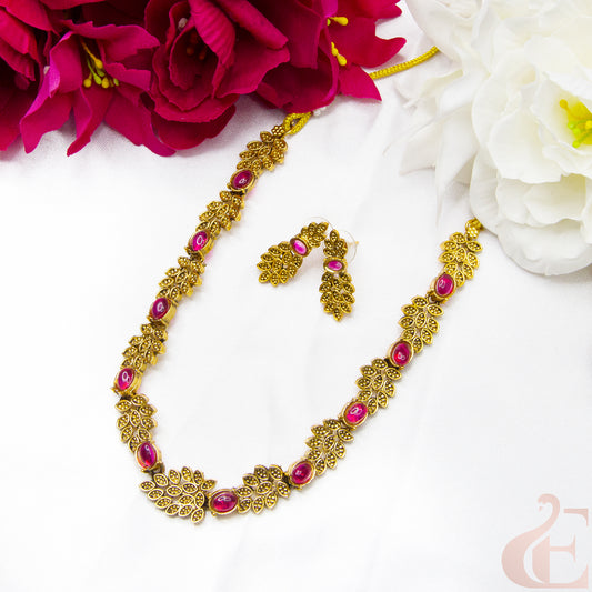 Top view of Antique Necklace & Earrings , Green stones 109