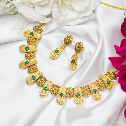 Top view of Antique Necklace & Earrings , Green stones  131