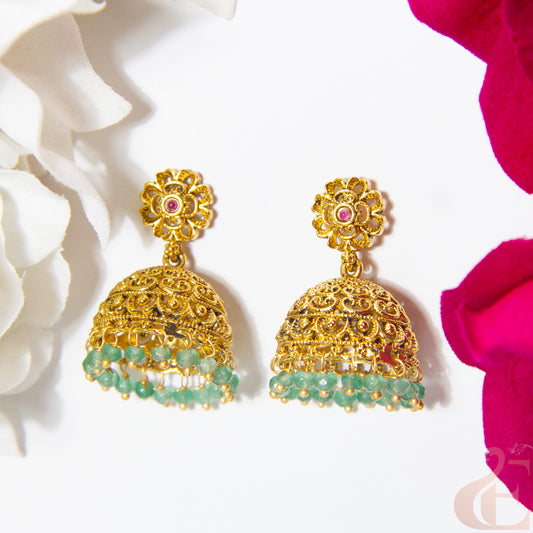 Top view of Antique Premium Jhumka 124