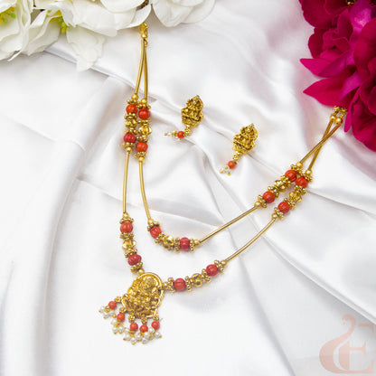 Top view of Antique Temple Necklace & Earrings 138