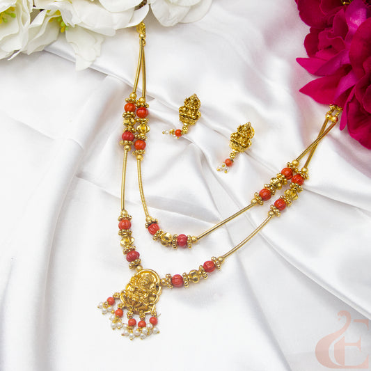 Top view of Antique Temple Necklace & Earrings 138