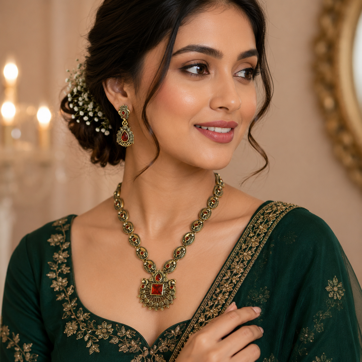 Mehndi Finish Necklace & Earrings 136