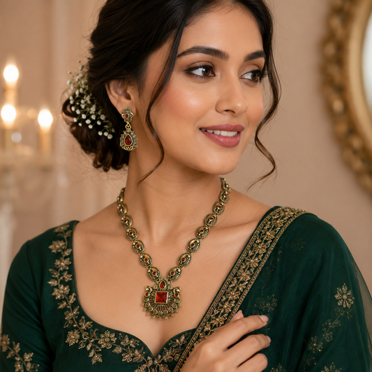 Mehndi Finish Necklace & Earrings 136