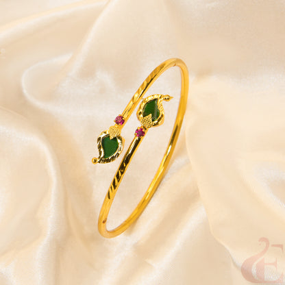 Top view of Green Palakka Manga Open Openable Kada Bracelet